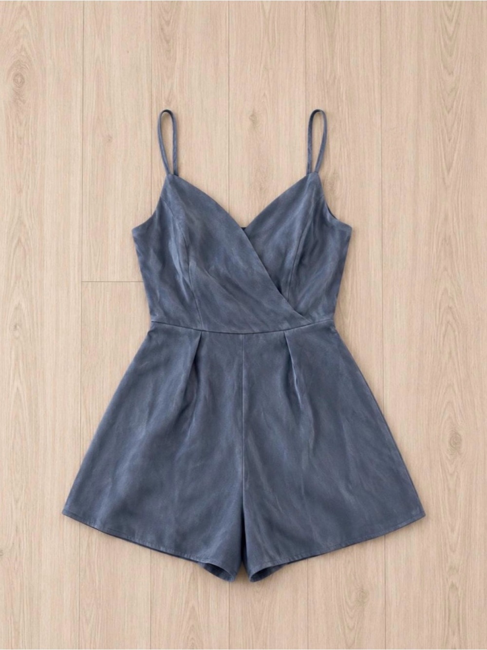 Sleeveless Slate Blue Wrap Romper